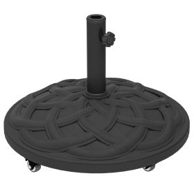 Round Patio Umbrella Base with Wheels, 44 lbs Resin Umbrella Stand Base