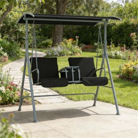 Outdoor swing, porch swing, garden chair, terrace swing chair, black