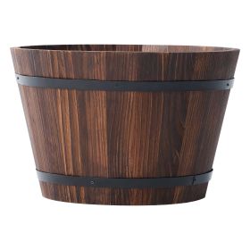 17 in Wood Whiskey Barrel Planter