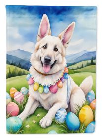 White German Shepherd Easter Egg Hunt House Flag Large Porch Sleeve Pole Decorative Outside Yard Banner Artwork Wall Hanging, Polyester, House Si