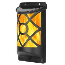 Flame Solar Light Outdoor 96 LEDs Waterproof Flickering Flame Wall Mount Lamp Auto On Off (Option: black)