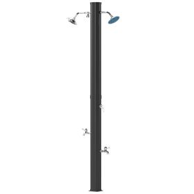 9.2 Gallon Solar Heated Outdoor Shower With 2 Free-Rotating Shower Heads And Foot Showers For Poolside Beach Spa, 7.1ft (Option: black)