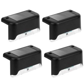 4Pcs Solar Powered LED Step Lights Outdoor Water-Resistant Dusk To Dawn Sensor, Fence Lamps For Stairs Yard Railing (Option: 4Pcs)