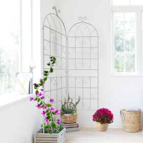 4 Pack Metal Garden Trellis 71" x 19.7" Rustproof Trellis for Climbing Plants Outdoor Flower Support Cream White (Color: as Pic)