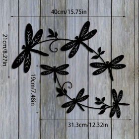 Elegant Dragonfly Wall Art Decor Set - 2-Piece Metal Sculpture For Indoor or Outdoors Decor (Option: Wrought iron decoration)